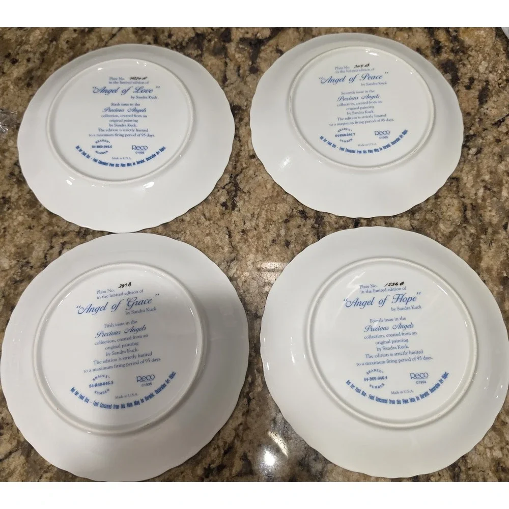 Sandra Kuck Precious Angels Collector Plates Lot 4 RECO 1994-95 Limited Edition
